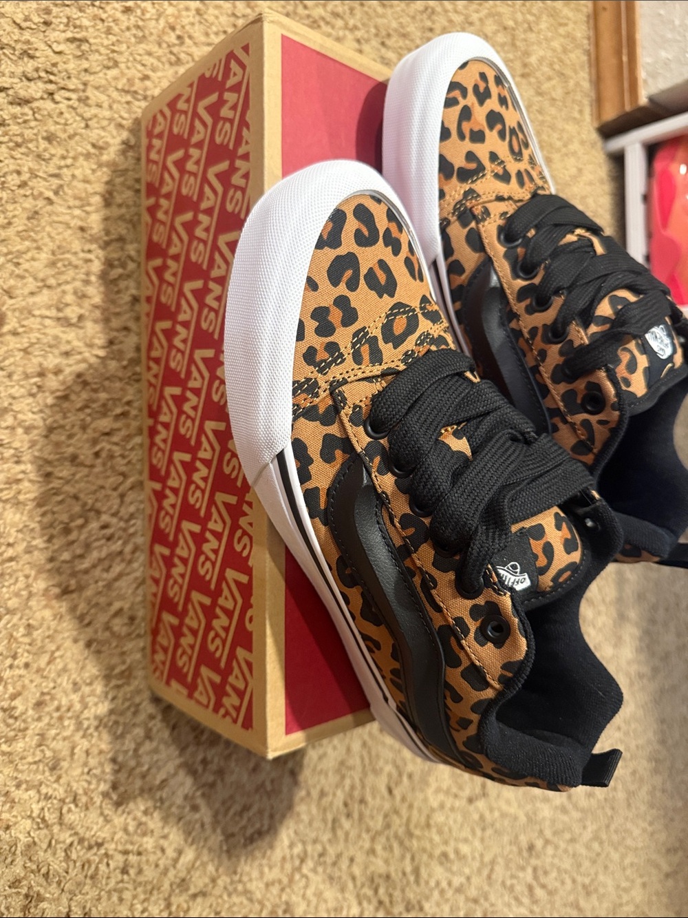 Vans Kids Leopard Print Old Skool Sneakers in Black and Brown